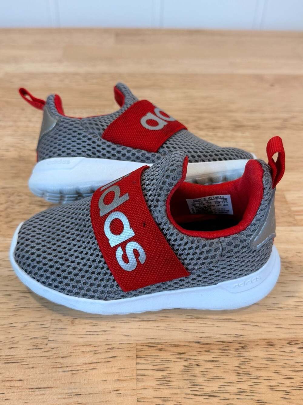 Adidas Lite Racer Adapt 4.0 Gray and Red Slip-On Toddler Size 6K